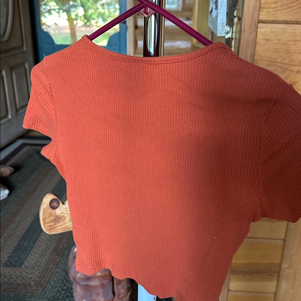 Shein Rust Ribbed Crop Top - Picture 3 of 3